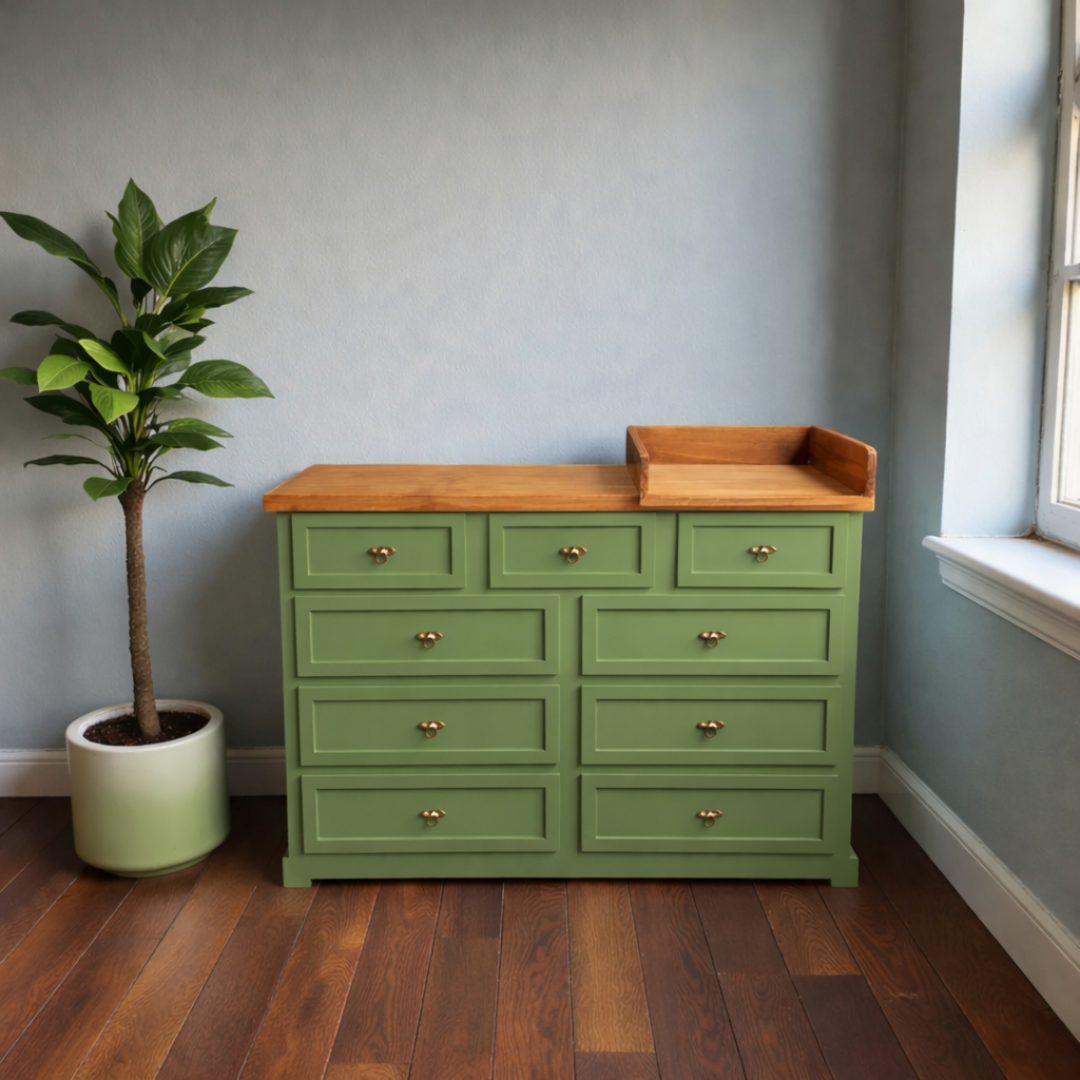 Cómoda de madera 9 cajones y mudador para bebes 👩‍🍼