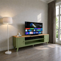 Rack de tv de madera minimalista 2 Pueras con repisa