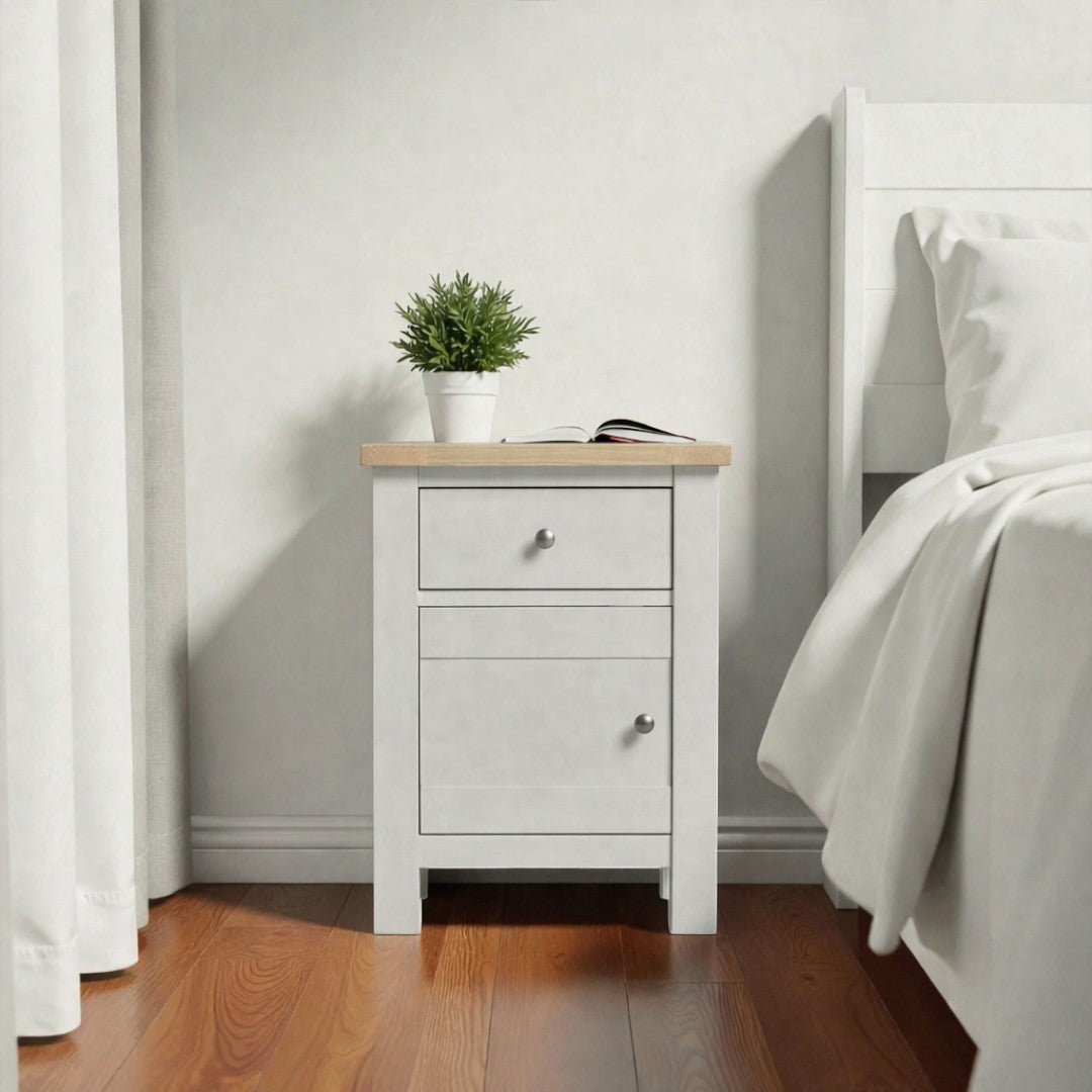 Velador de madera 1 cajon con puerta