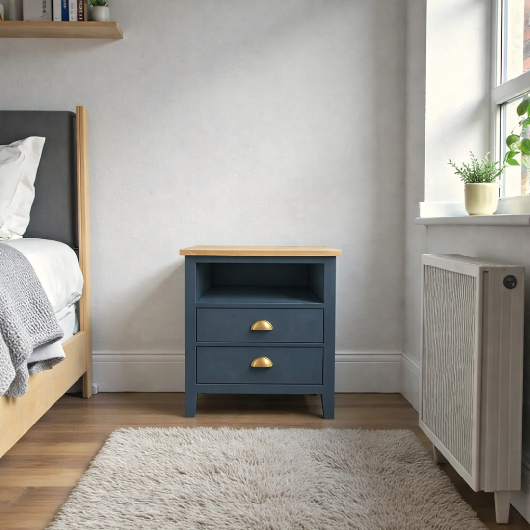 Velador de madera 2 cajones estilo nórdico